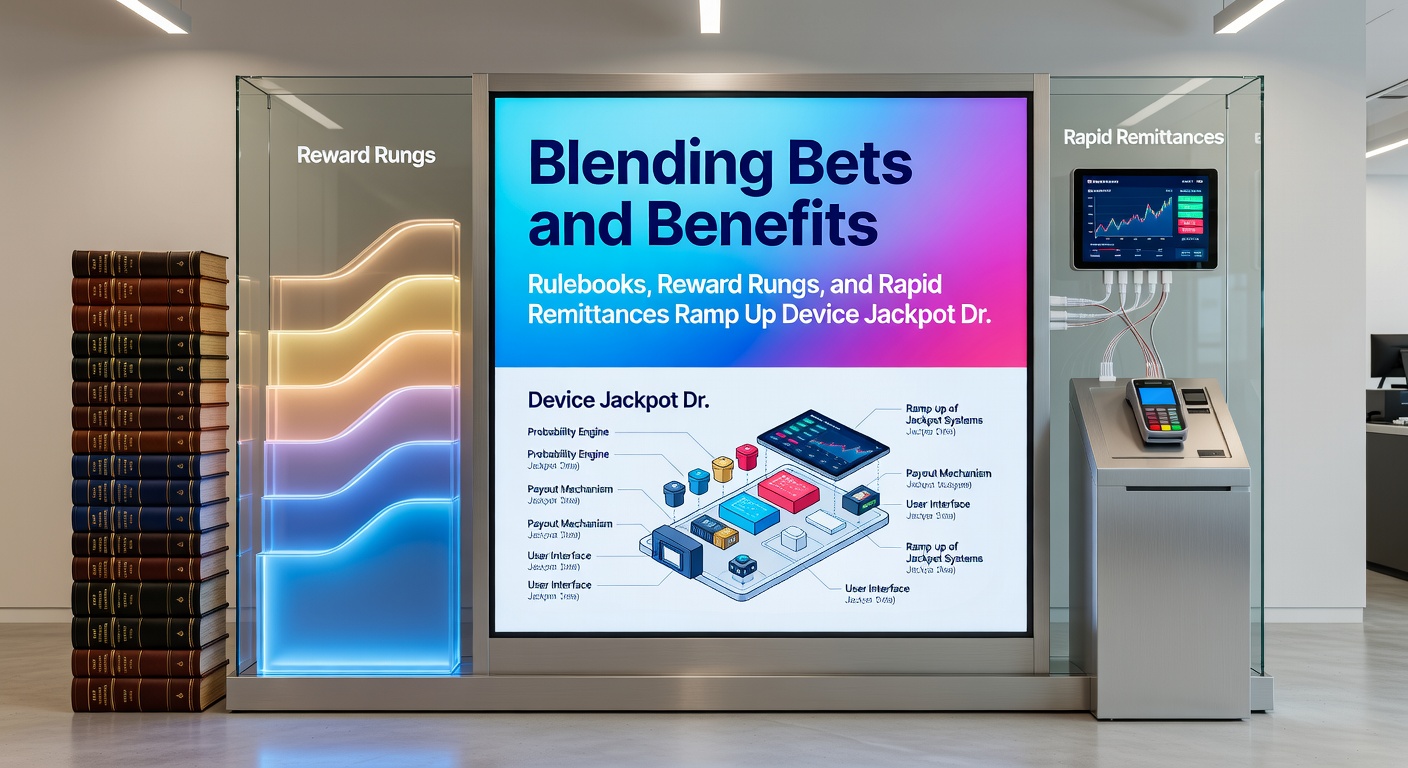 Infographic illustrating loyalty reward ladders merging with fast withdrawal arrows and jackpot payout charts on a tablet