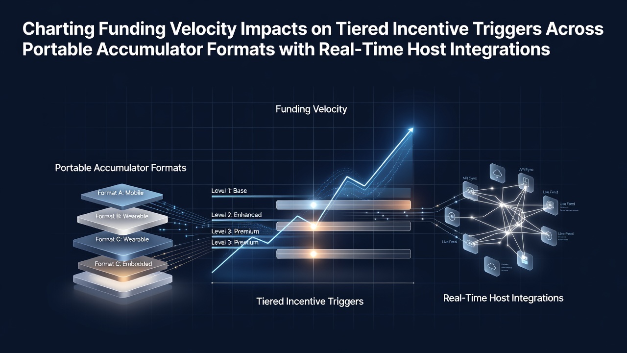 Diagram showing funding velocity metrics flowing into tiered incentive systems on mobile accumulator platforms with real-time integrations