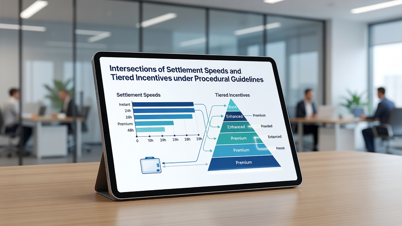 Infographic illustrating intersections between settlement timelines and incentive tiers on portable devices
