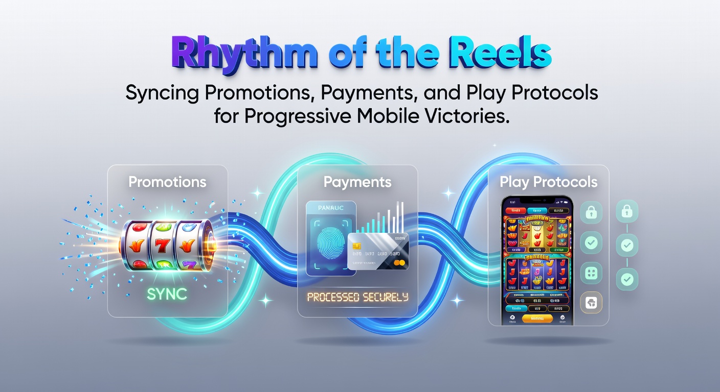 Infographic illustrating synced timelines of promotions, instant payments, and protocol-compliant spins leading to a mobile progressive jackpot explosion