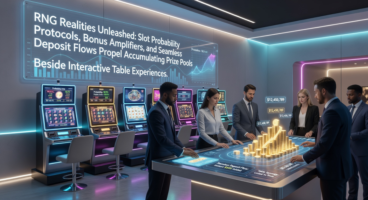 Vibrant slot machine reels spinning with glowing RNG protocols overlay and accumulating prize pool meters rising beside a live dealer table interface