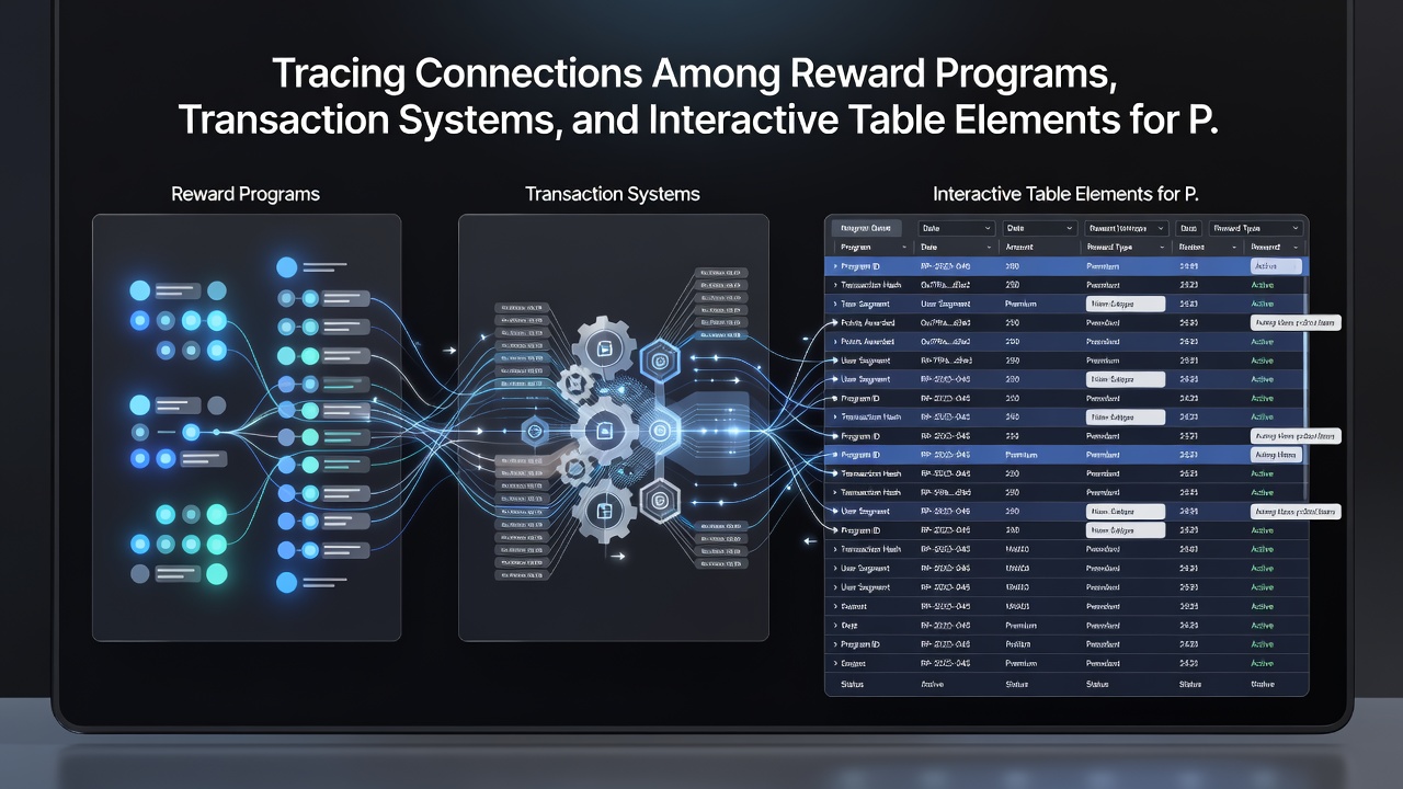 Mobile screen displaying connected reward tiers, payment flows, and live table elements feeding into a growing prize pool