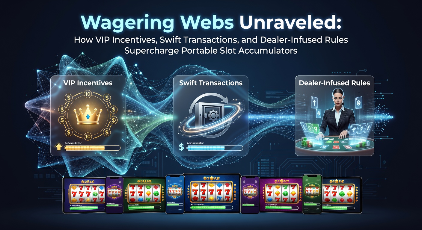 Illustration of interconnected webs linking VIP badges, lightning-fast transaction icons, live dealer silhouettes, and glowing mobile slot reels accumulating prizes